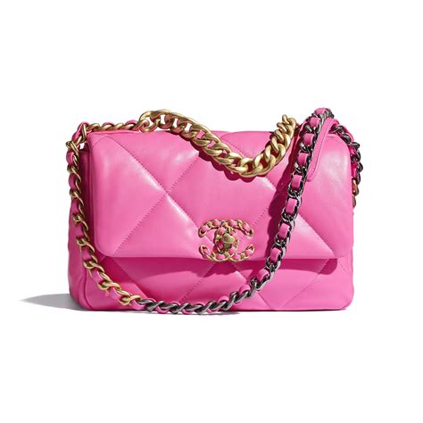 Borsa chanel 19, Pelle di agnello lucida, metallo effetto dorato 